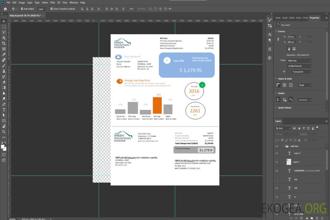 Facture de service d'électricité de Vermont Green Mountain Power SCR template